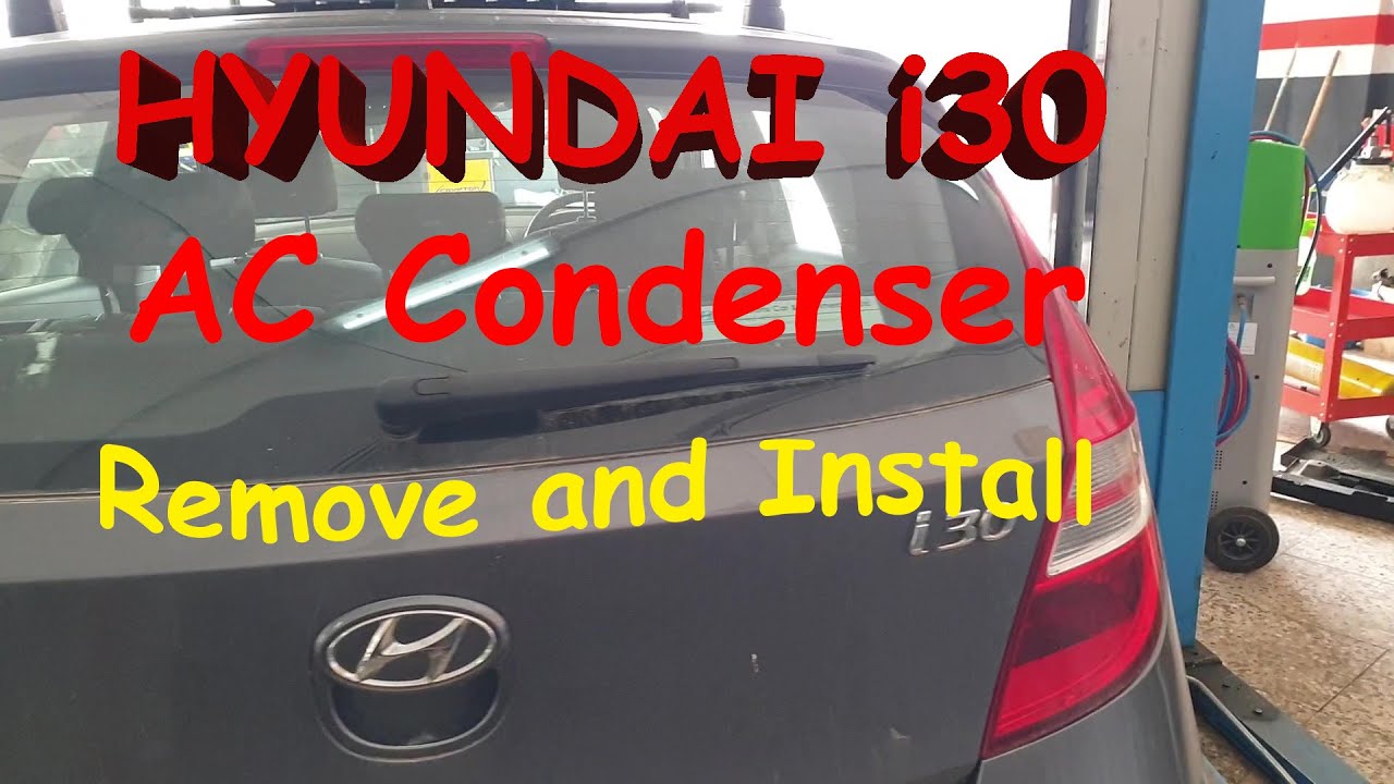 Hyundai i30. AC condenser change. Including front bumper removal.