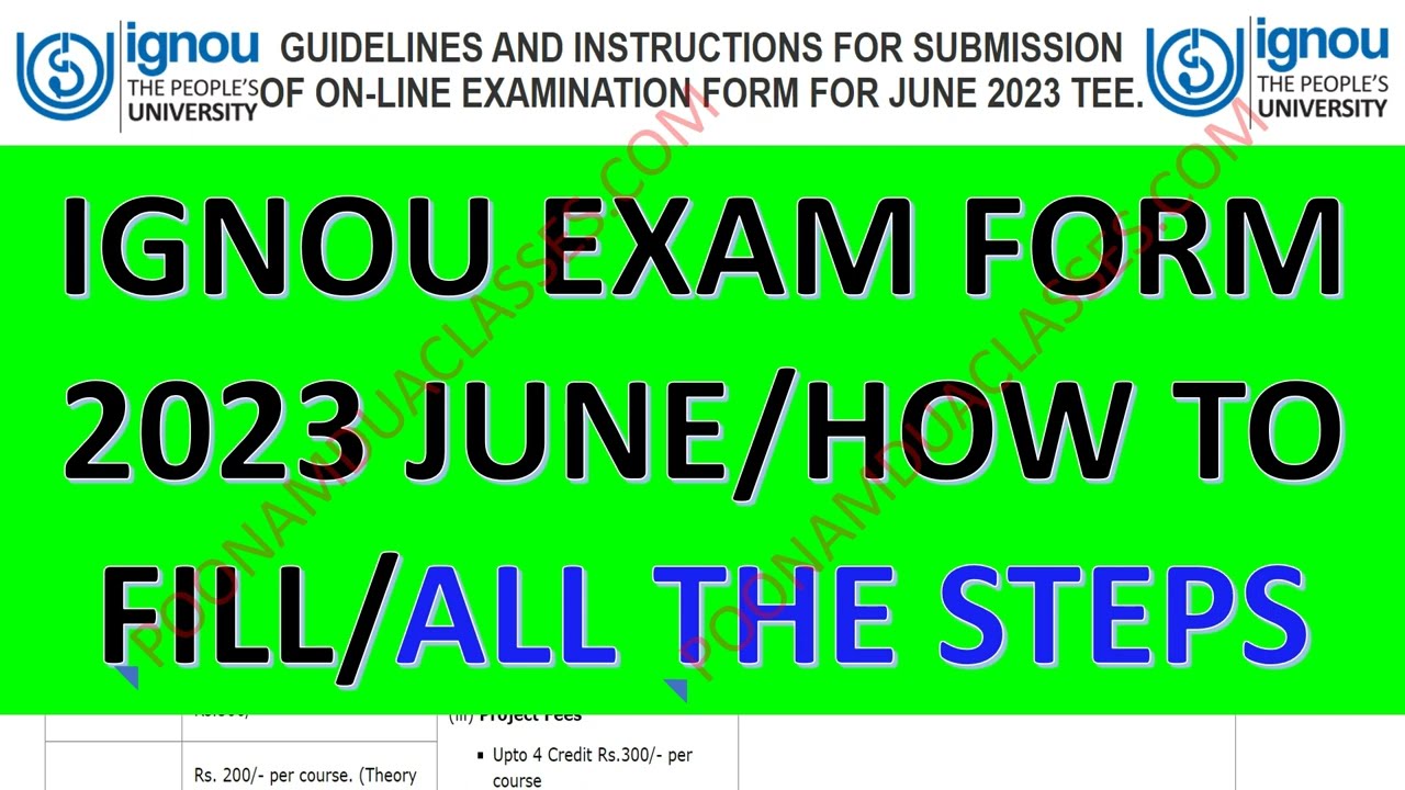 IGNOU Exam form JUNE 2023 How to fill for for TEE? What are the steps? Last date and fee