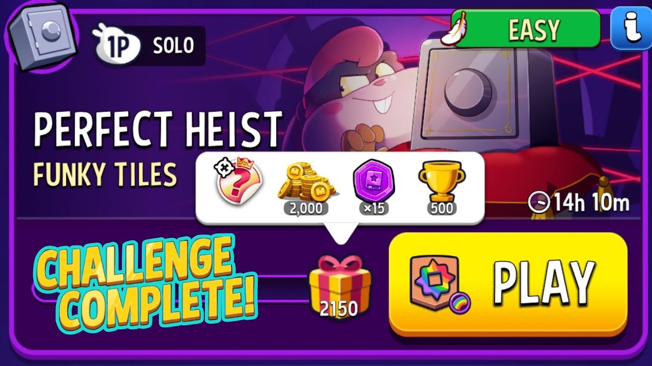 Perfect Heist Funky Tiles Rainbow Match Masters Solo Challenge Score 2150 10 Moves 