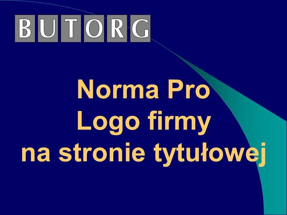 13. Norma Pro. Logo firmy na stronie tytułowej