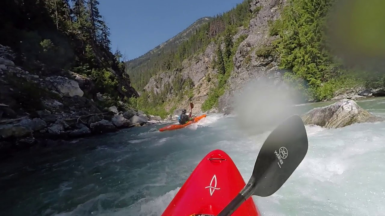 Kayaking Bridge Creek into the Stehekin RIver in Washington level 2600 to 2200 cfs on diurnal part 1