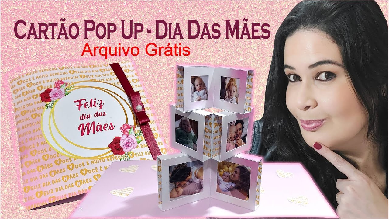 Presente dia das mães | Cartão popup com fotos | Arquivo grátis #46