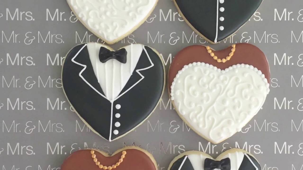Cookie Decorating - Heart Shaped Wedding Cookies