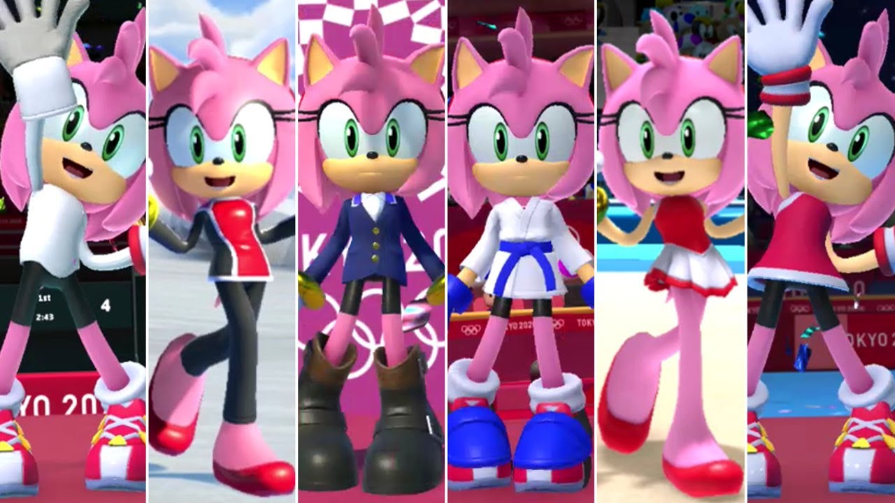 Mario & Sonic at the Olympic Games Tokyo 2020 - All Amy Outfits