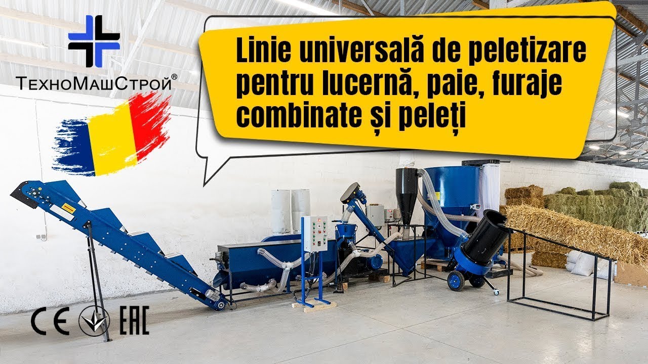 Linie de peleți universală pentru rumeguș, lucernă, paie, și furaje combinate | Uniteh PRO