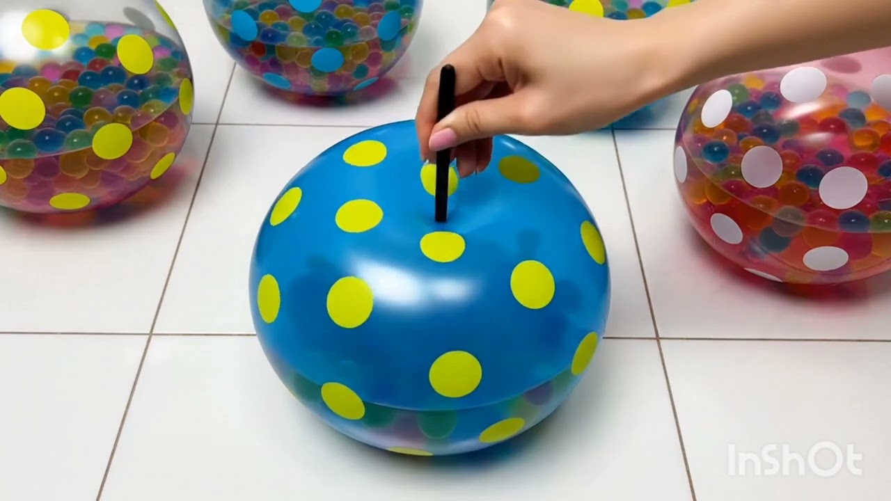 “Color Explosion! Polka Dot Balloons Popping Satisfying ASMR 💧”
