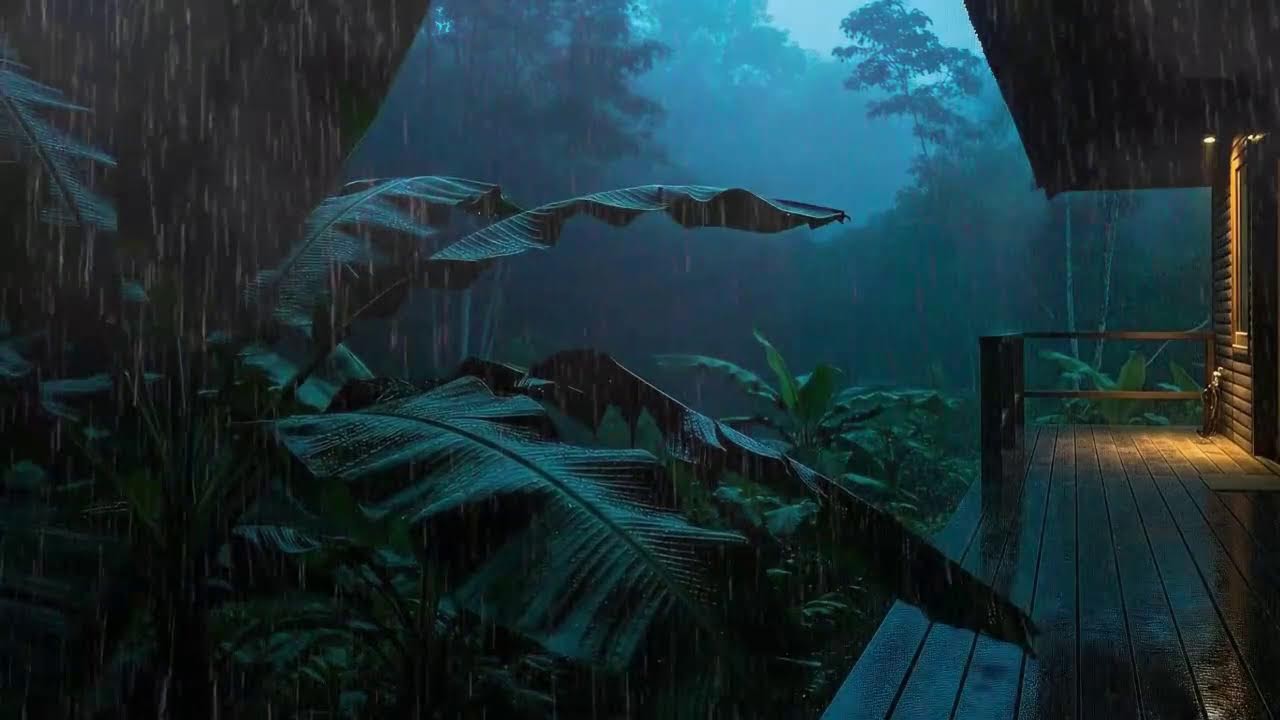 Sleep Now with Light Rain and Soft Thunder at Cozy Cabin 🌧️