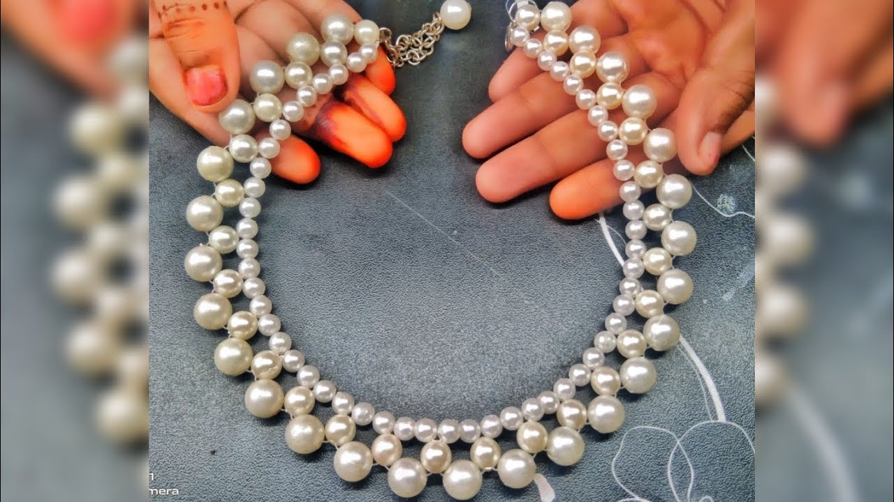DIY Pearl Necklace // Pearl Necklace Making at Home // Stylish pearl Necklace design #jewellery #diy
