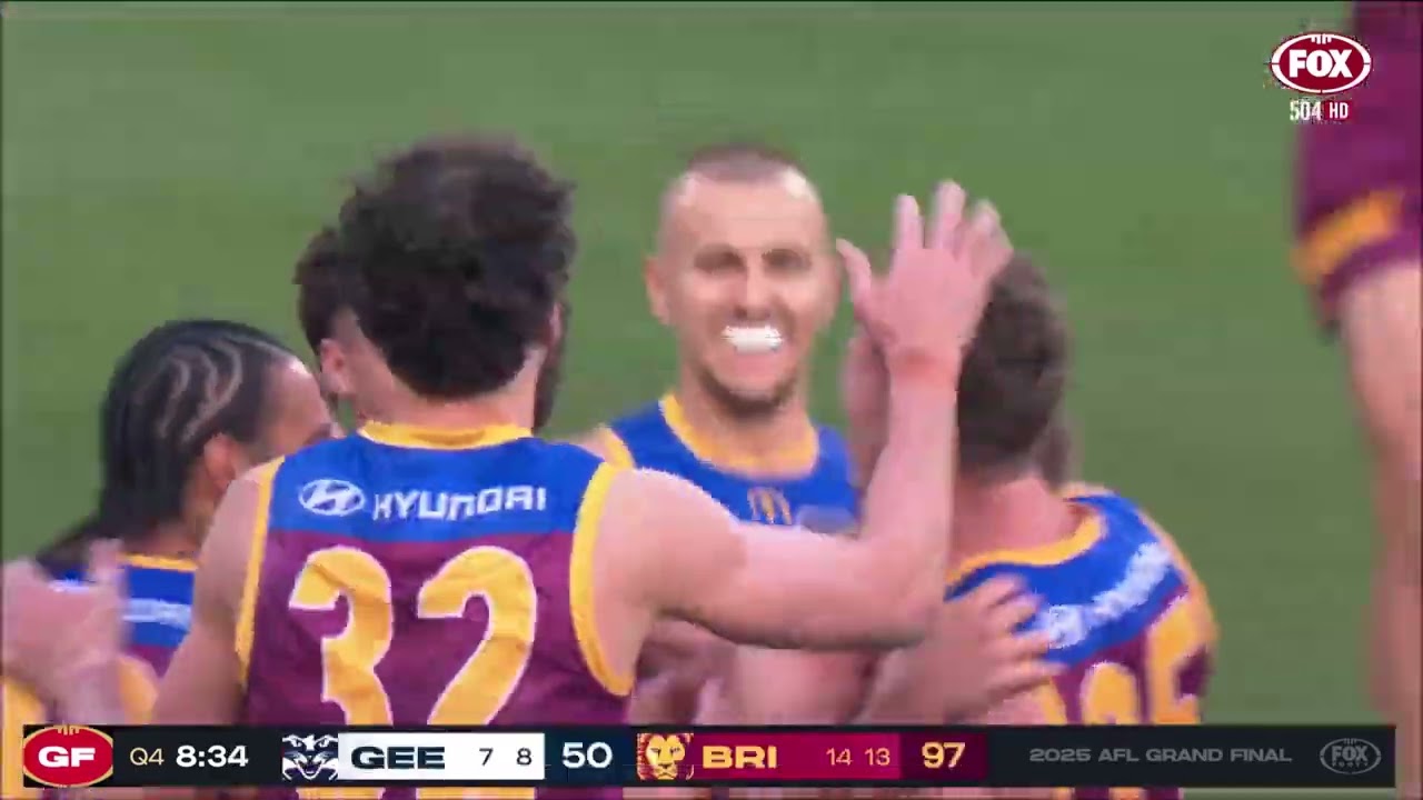 Zac Bailey kicks 2 4th Quarter Goals - AFL Grand Final 2025 - Fox Footy - Brisbane vs Geelong