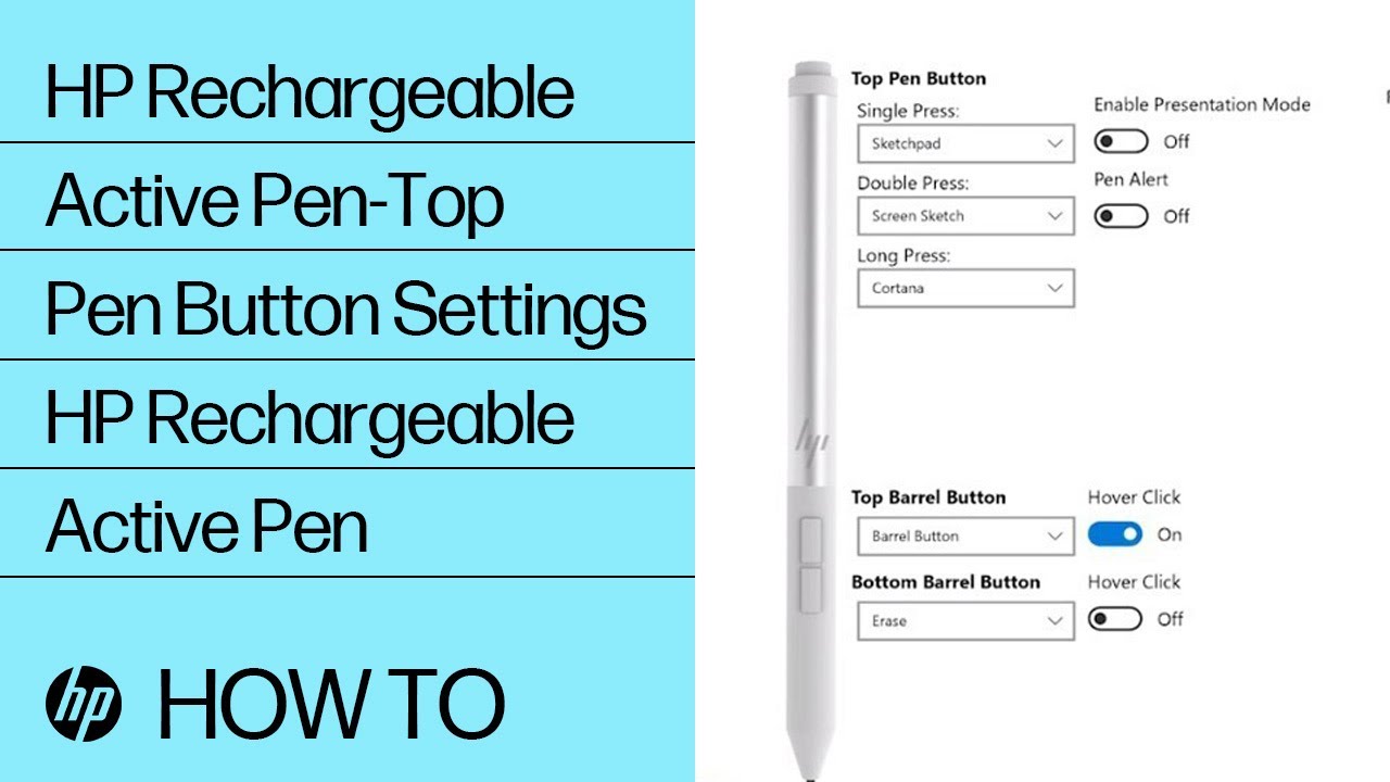 HP Rechargeable Active Pen-Top Pen Button Settings | HP Rechargeable Active Pen | HP