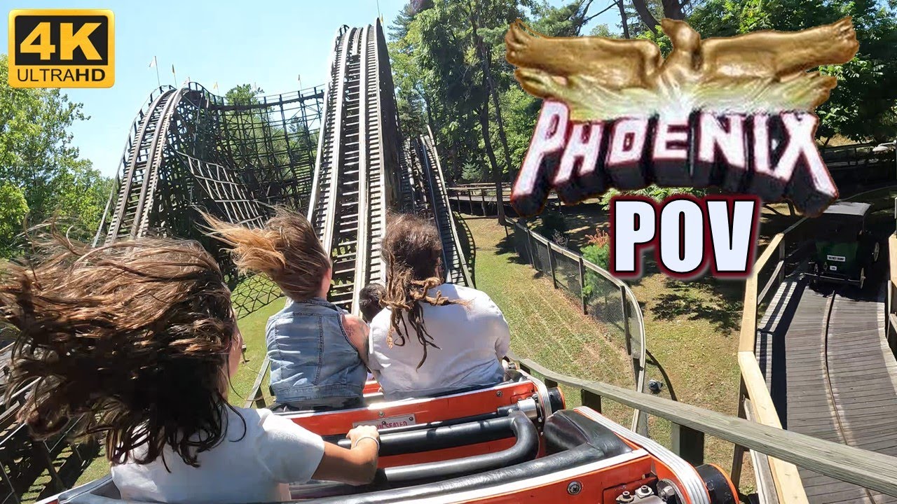 Phoenix POV (Back Row, 4K 60FPS, 2022), Knoebels PTC Wooden Roller Coaster | Non-Copyright