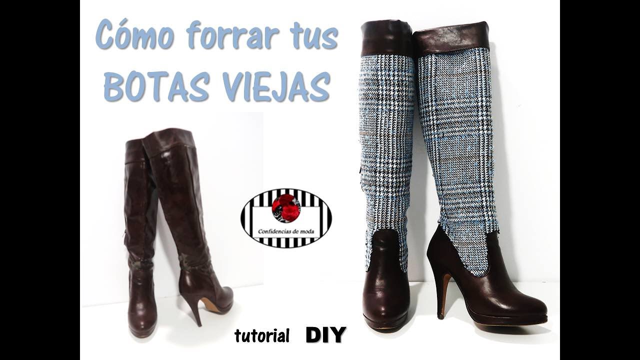 DIY. Cómo renovar tus viejas botas forrándolas con tejido