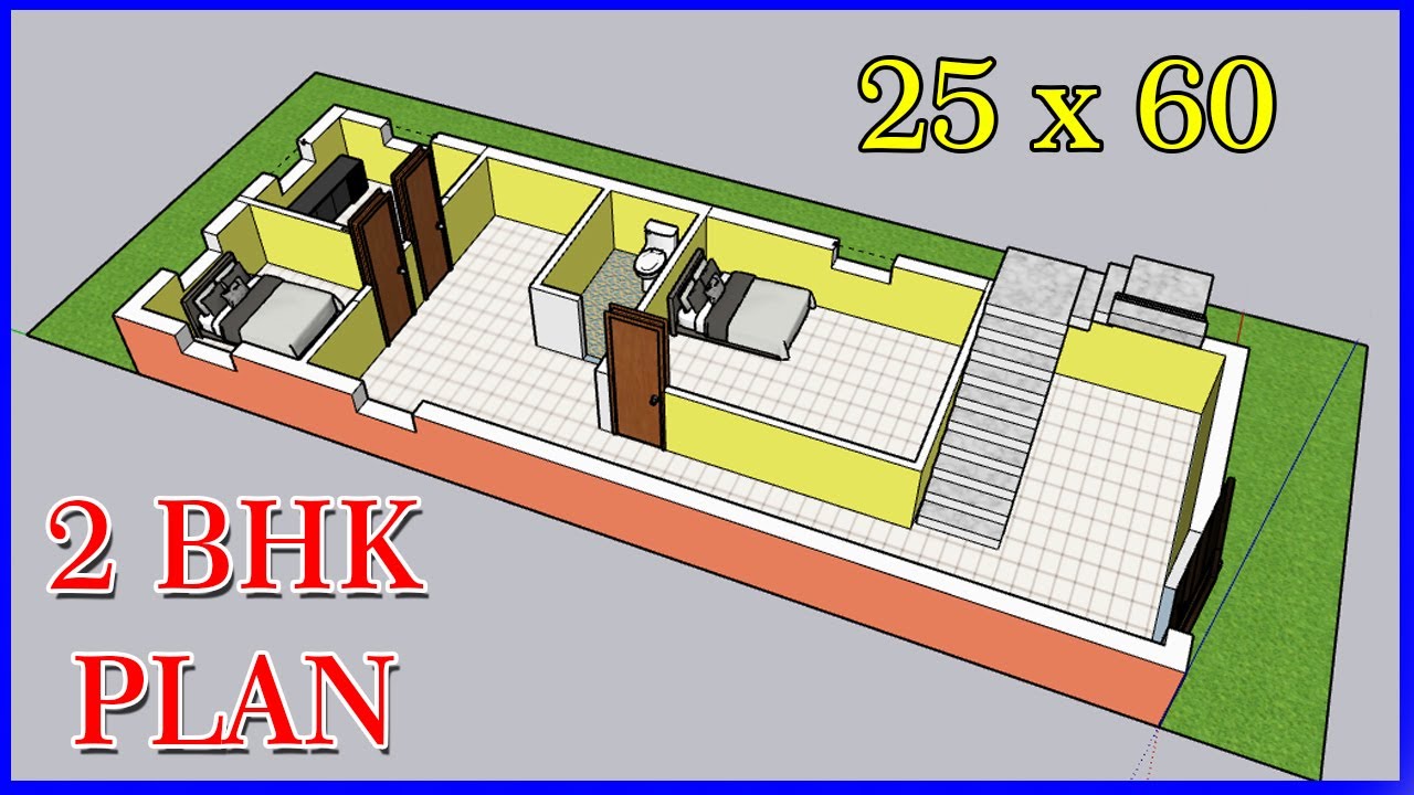 25 x 60 Ghar Ka Naksha || Small House Plan || 2 Bhk House Plan