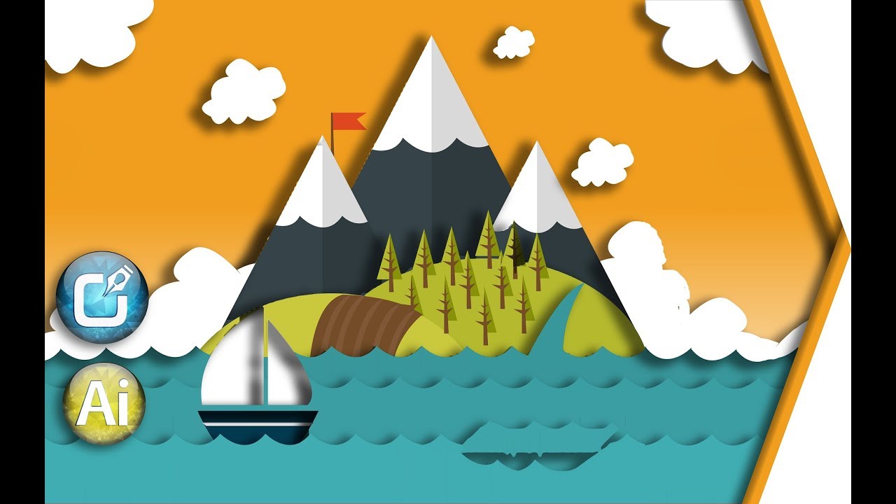 🔴 ILLUSTRATOR TUTORIAL, Как сделать пейзаж | Вектор ⭐⭐⭐⭐⭐