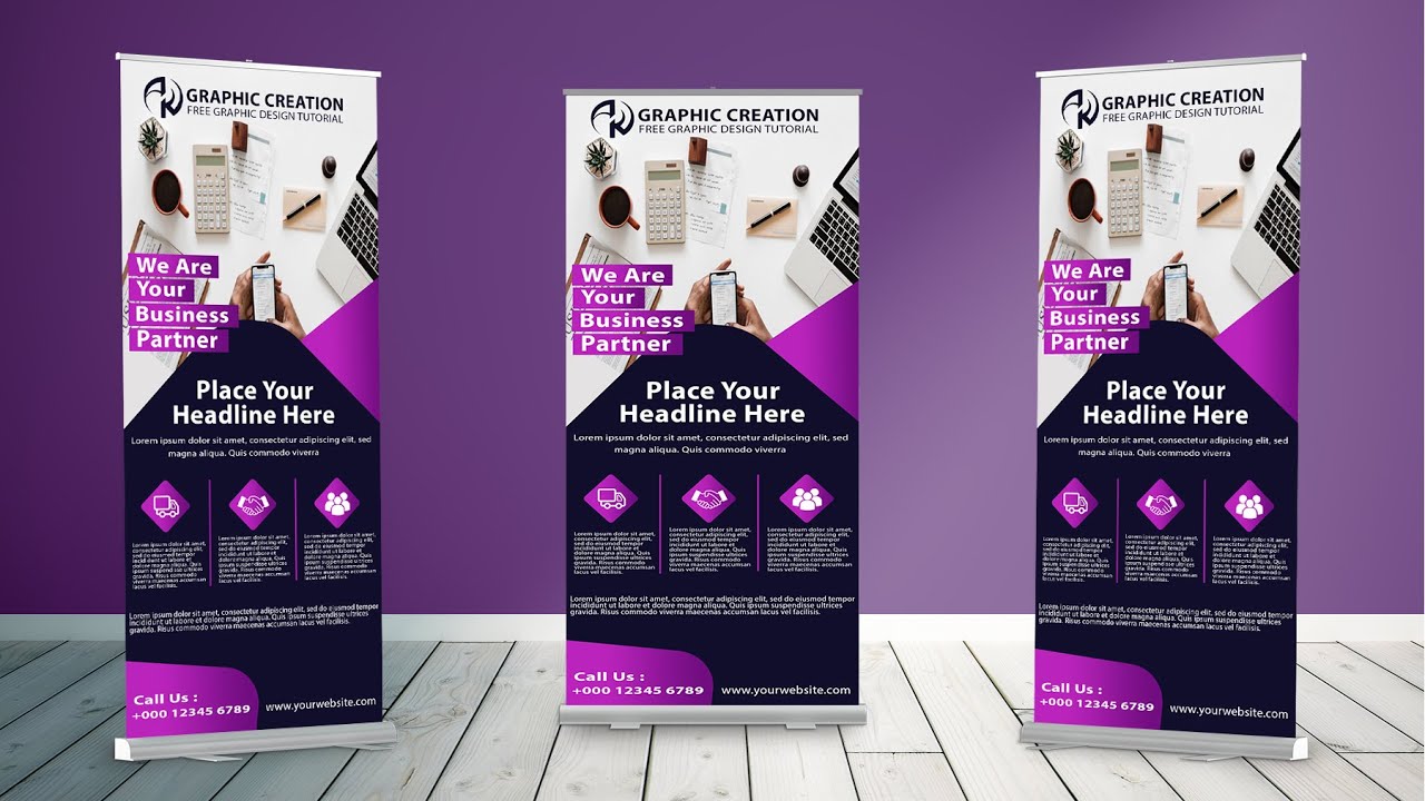 Professional Roll Up Banner Design | Photoshop Tutorial