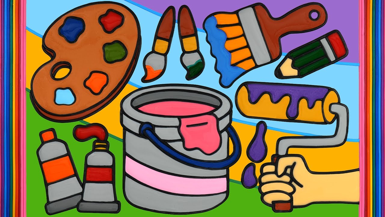 paint bucket, Painting art tools | Jelly Coloring ♡ Hand with Painting Roller, Satisfying Video