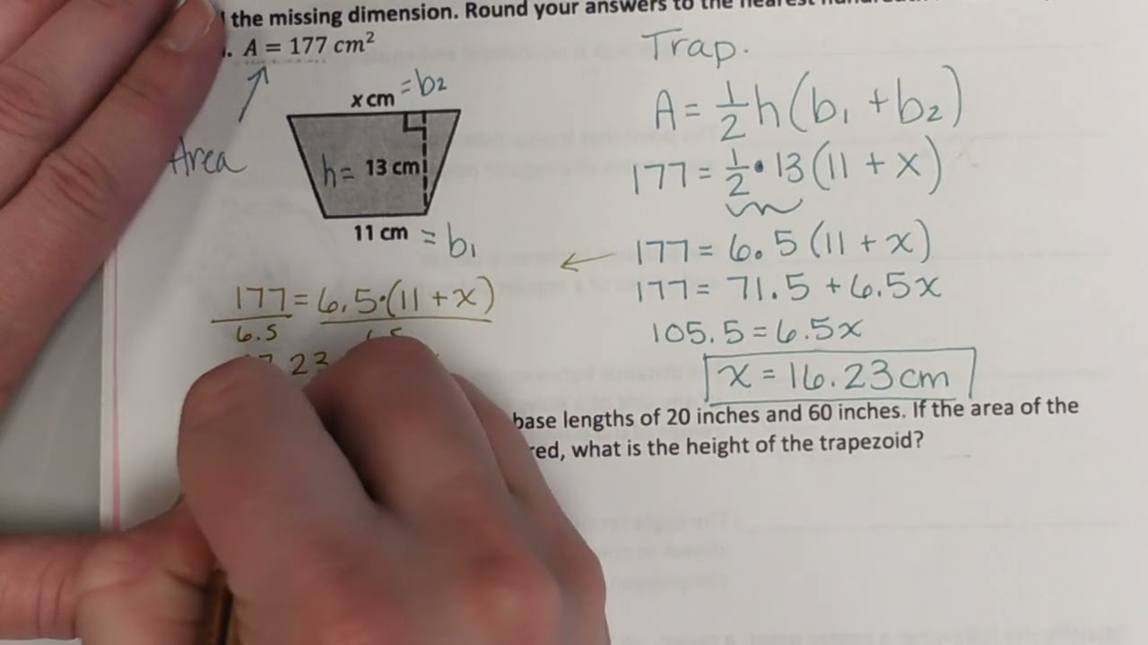 Geometry Standards: 11.3 Day 4: Area of Trapezoids (working backwards)