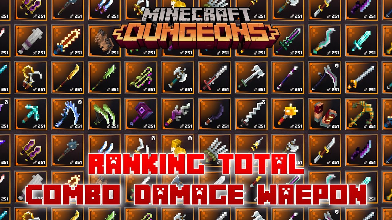 Рейтинг всего уникального оружия по общему урону от комбо, Minecraft Dungeons