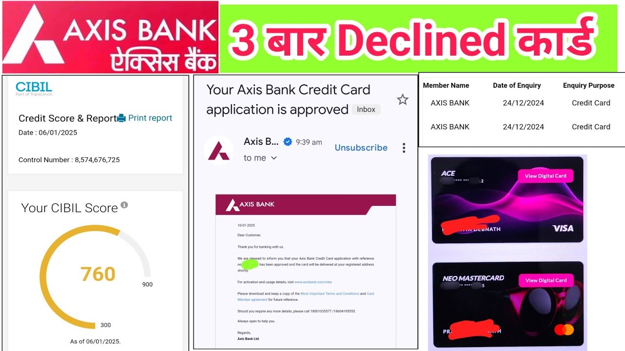 3 बार Declined Axis Bank Credit Card Without Income CiBil Score के दम पर Approved हो गया Wow 2025 😊😊