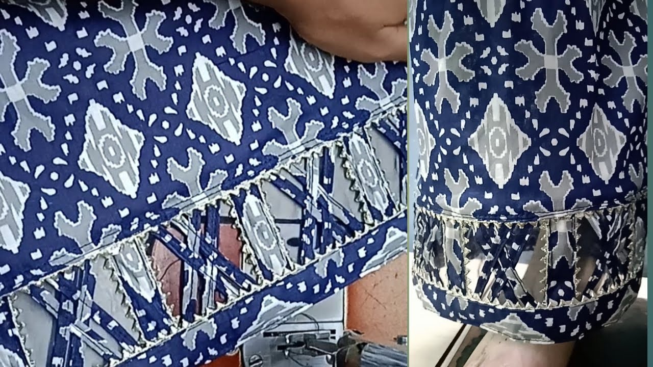 Trouser poncha design,इस खूबसूरत डिज़ाइन को पेंट या कुर्ती के दामन पर बनाएं,gota patti design,