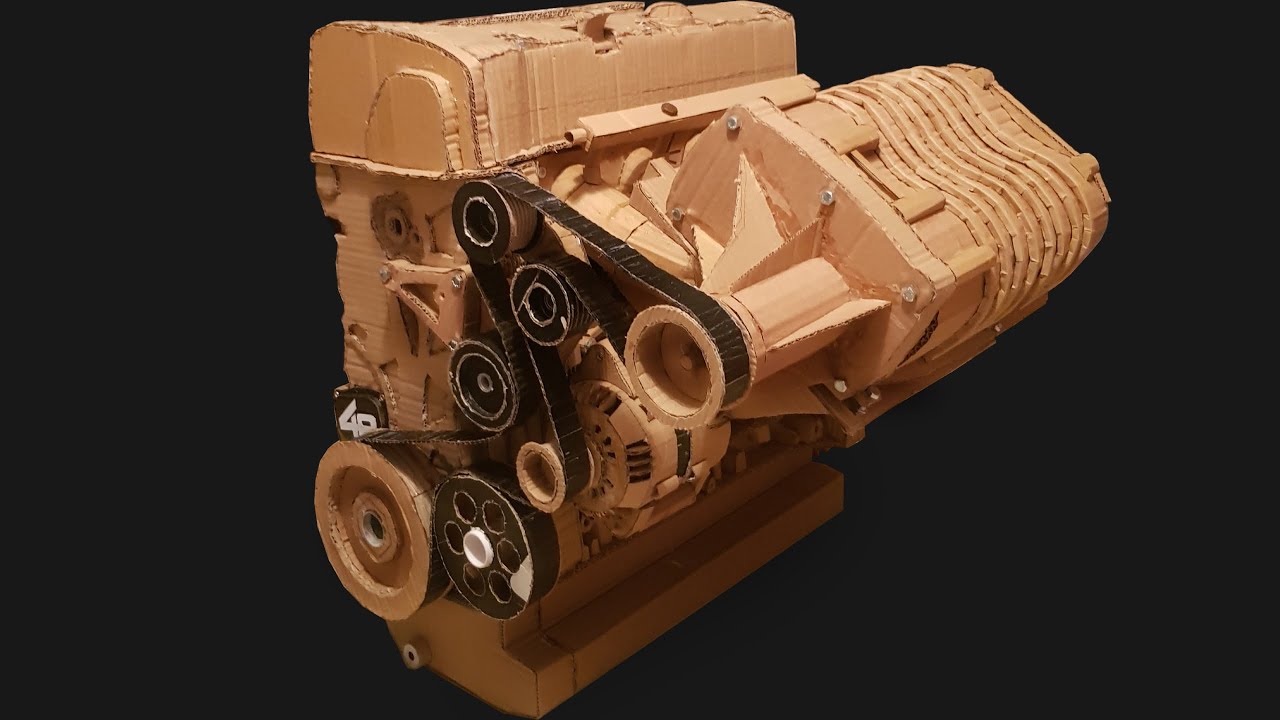 Cardboard Supercharged Honda K20 Engine