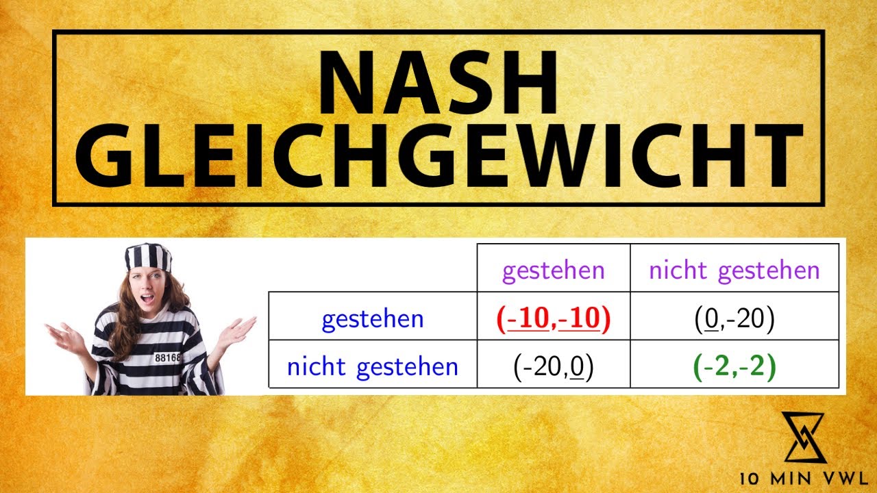NASH-GLEICHGEWICHT finden | Gefangenendilemma + dominante Strategie | Equilibrium (Spieltheorie)