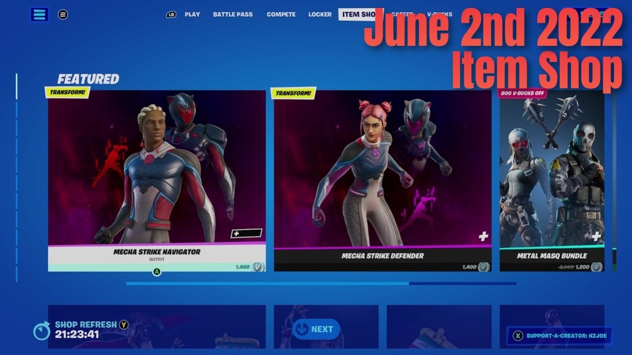 Fortnite Item Shop June 2nd 2022 | Mecha Weapons Team