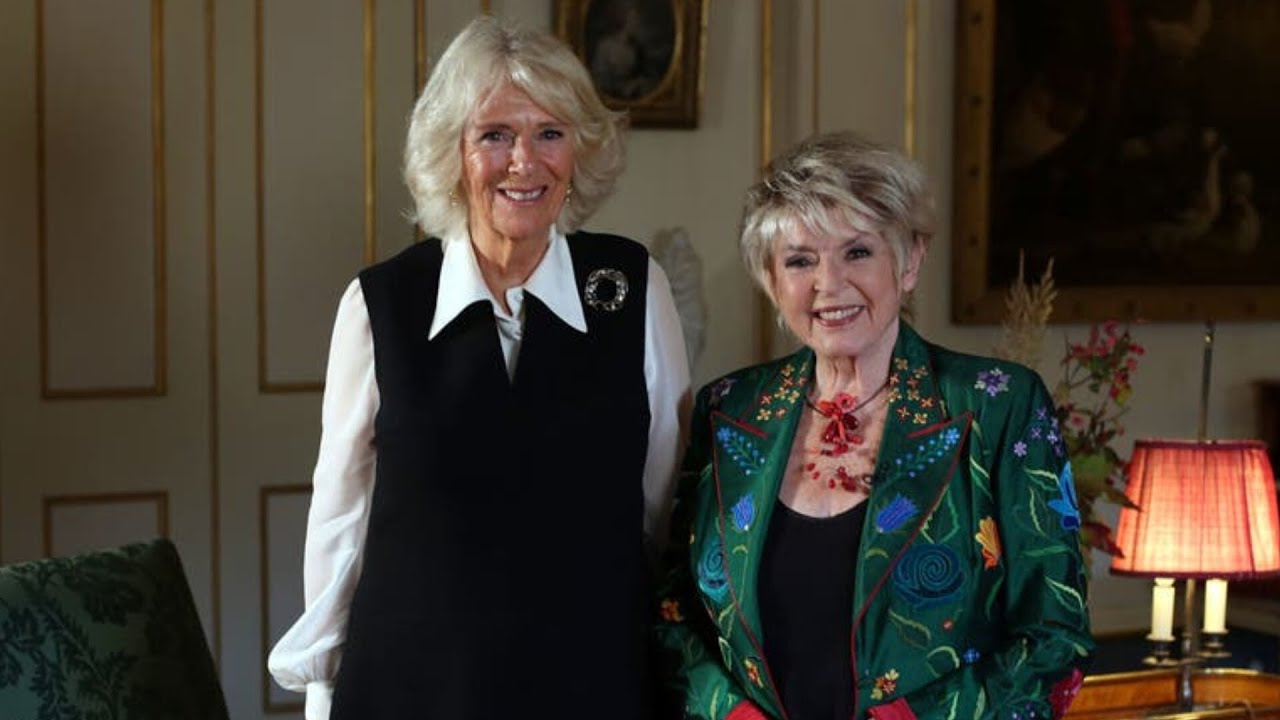 Queen Camilla is interviewed by Gloria Hunniford to mark World Osteoporosis Day (2021)