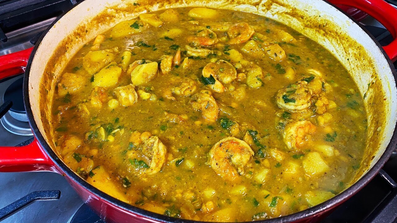 Чанна и алу с креветками | CaribbeanPot.com