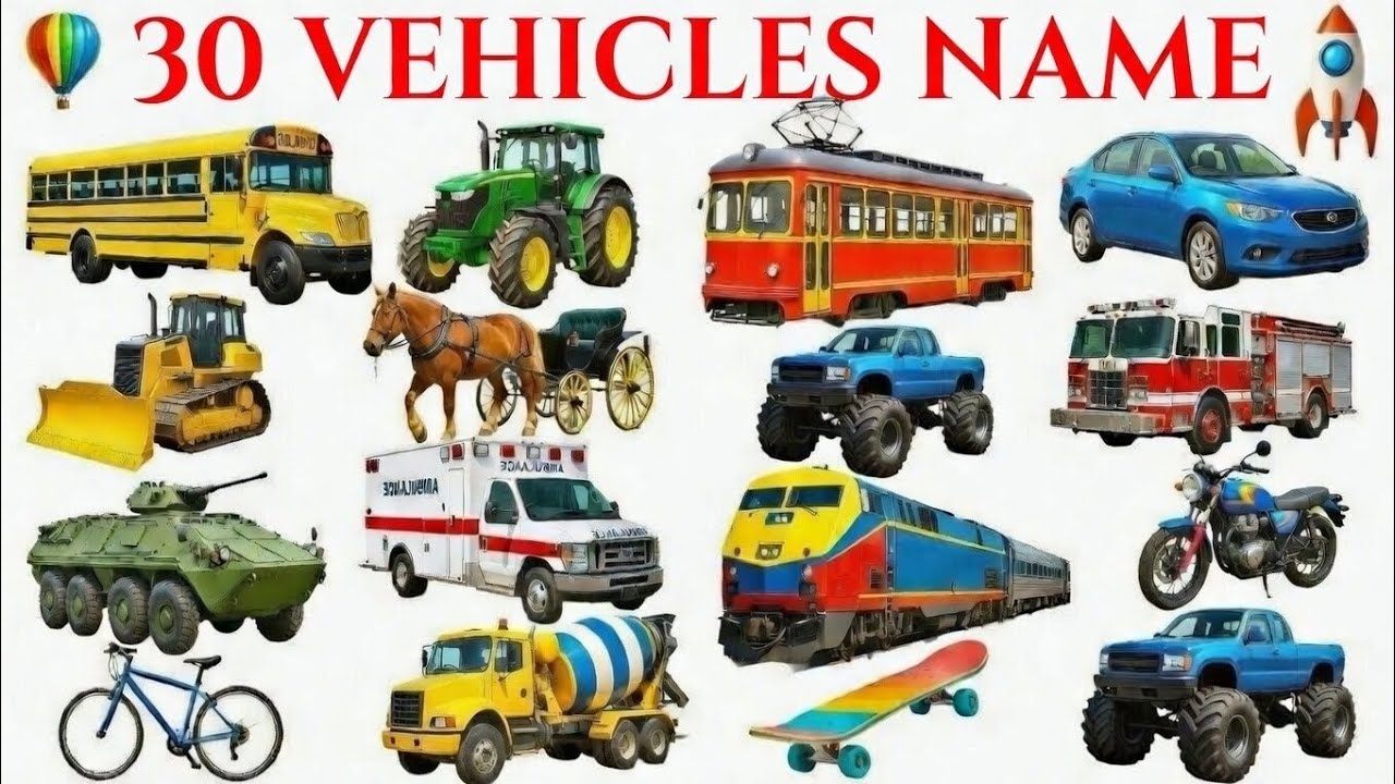 25 Vehicles Name in English and Hindi 🚗 | वाहनों के नाम | Kids Vocabulary Learning Video