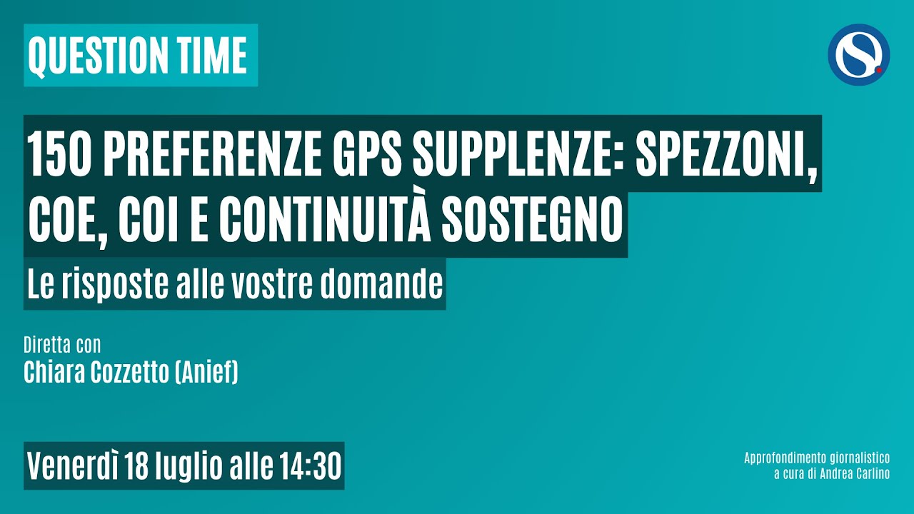 Supplenze scuola 2025: 150 preferenze GPS, spezzoni, COE e COI, continuità didattica