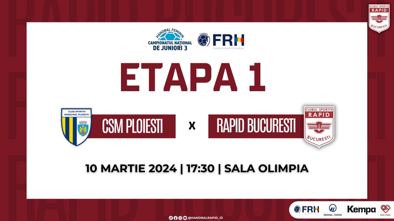 LIVE 🔴 CSM Ploiești vs CS Rapid București | Campionatul National de Junioare 3