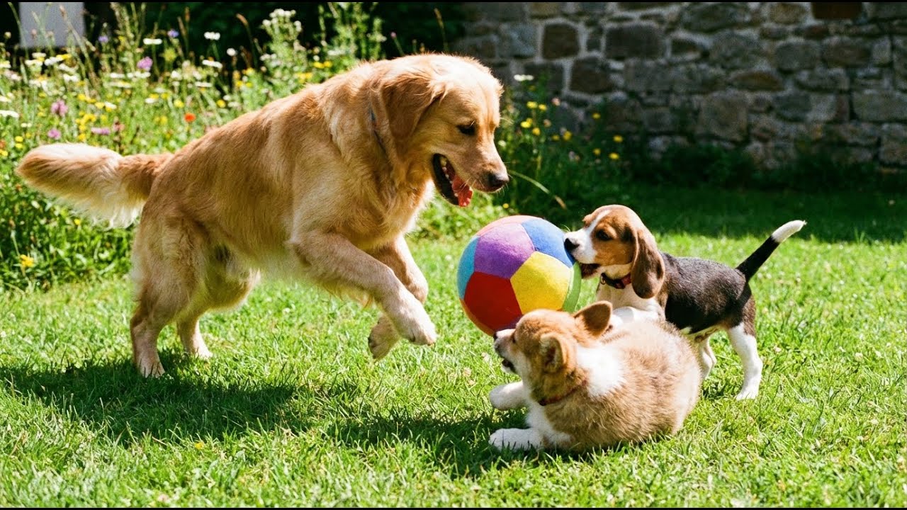 🧸🐕 Lovely Puppies Fighting for Toys Outside | Cute Barking Dog Video