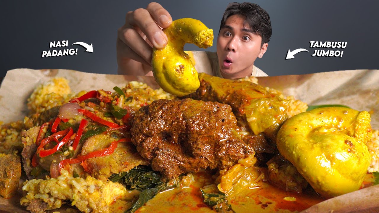 BECEK!! MUKBANG NASI PADANG JUMBO KOMPLIT PAKE BABAT, TAMBUSU, RENDANG, GULAI, DLL!! GAADA OBAT!!🥵