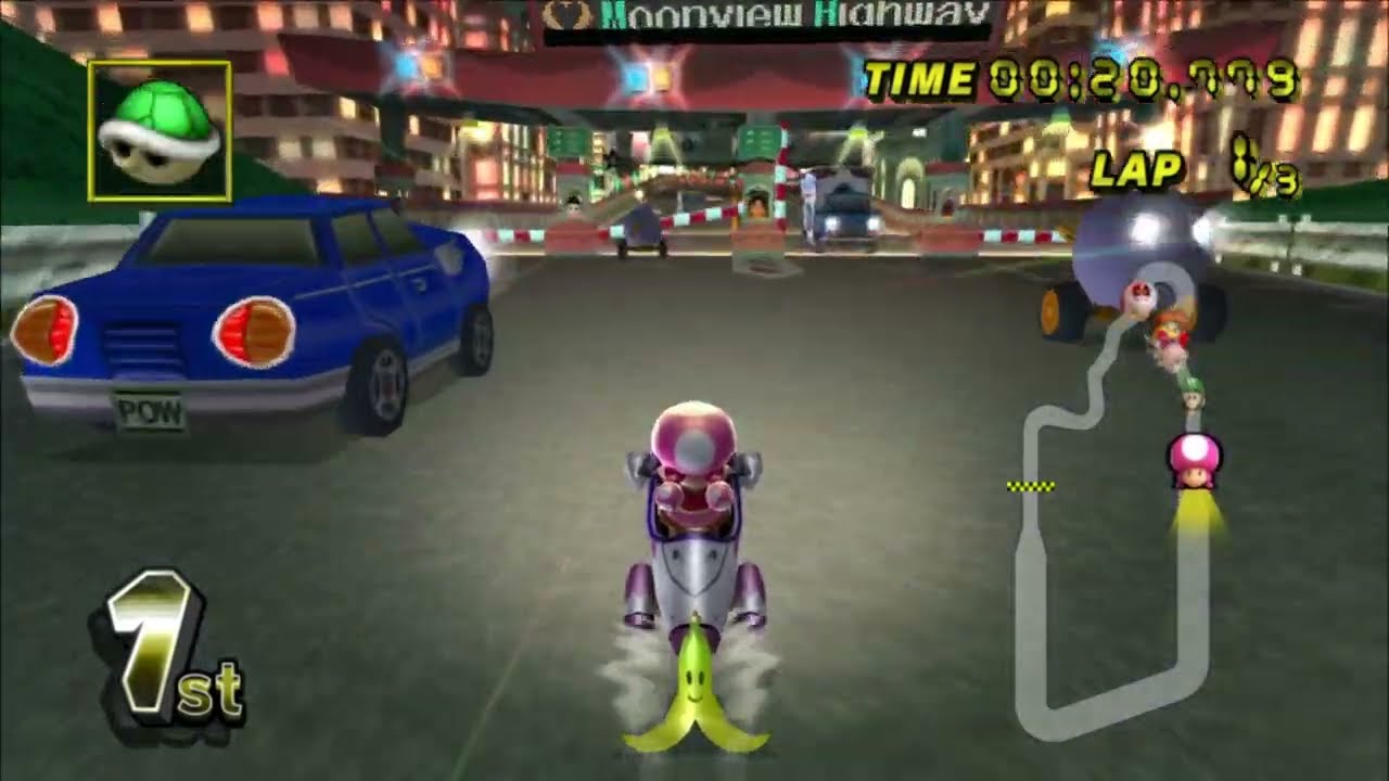 Mario Kart Wii - Moonview Highway 150cc (Toadette w/ Bullet Bike)