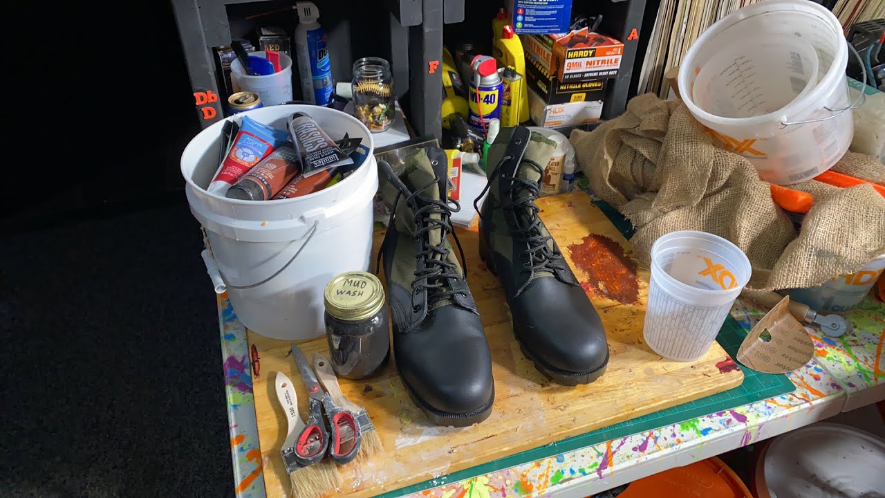 How To Weather The Boots that where used in the original Halloween 1978, Swamp Boots