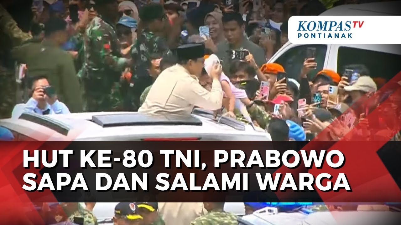 Hadiri HUT ke-80 TNI di Monas, Prabowo Salami Warga Hingga Gendong Bayi