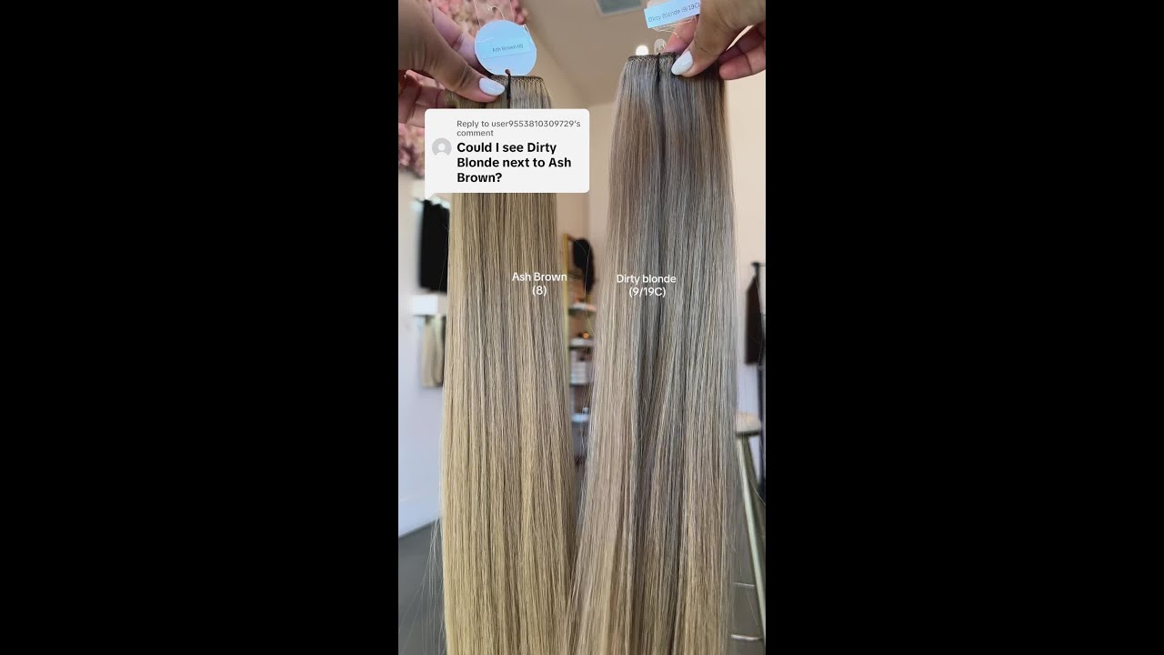 Ash Brown (8) vs. Dirty Blonde (9/19C) Clip ins side by side 🤎