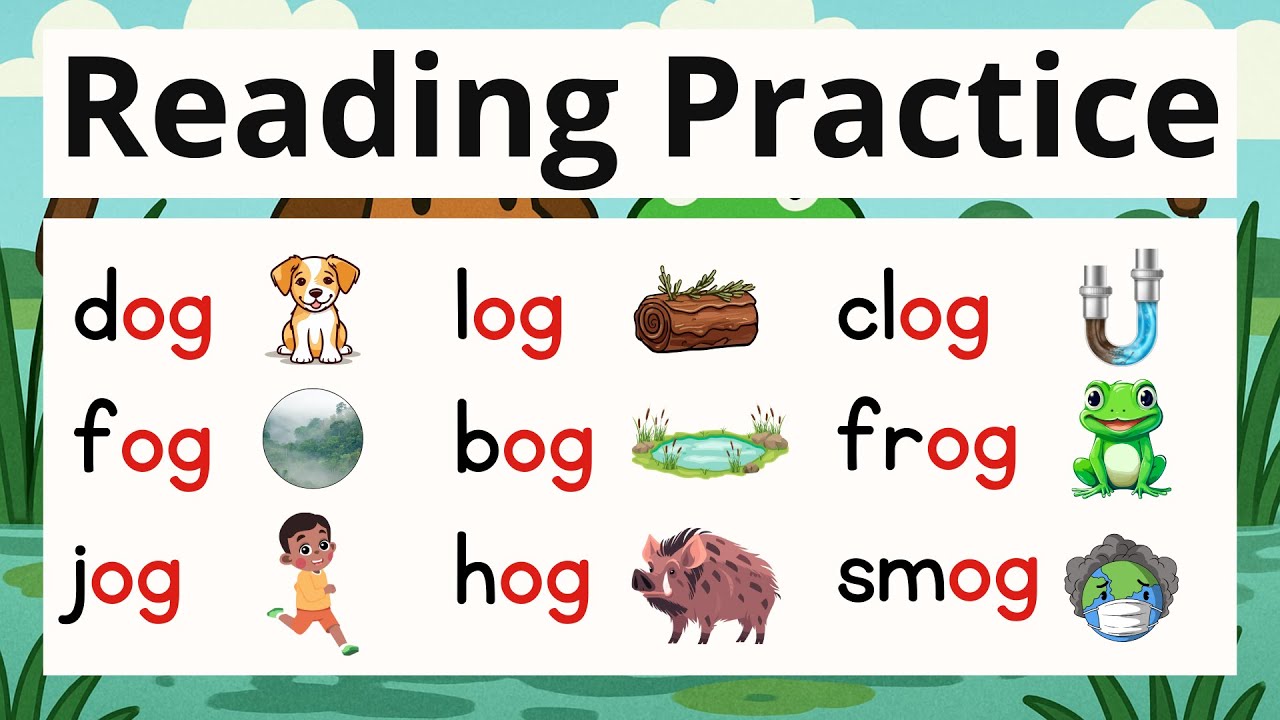 Word Family OG Words Reading Practice with Phonics CVC Words