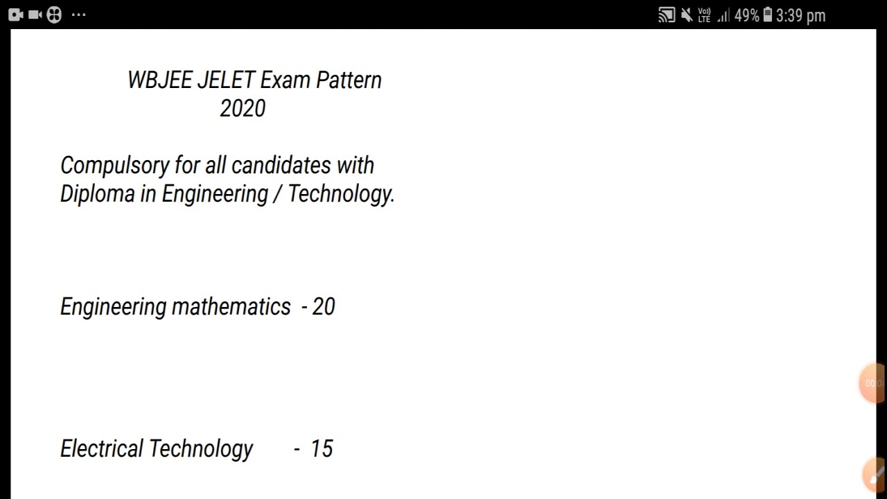 West Bengal jelet exam syllabus of engineering mathematics// 2020// jelet exame