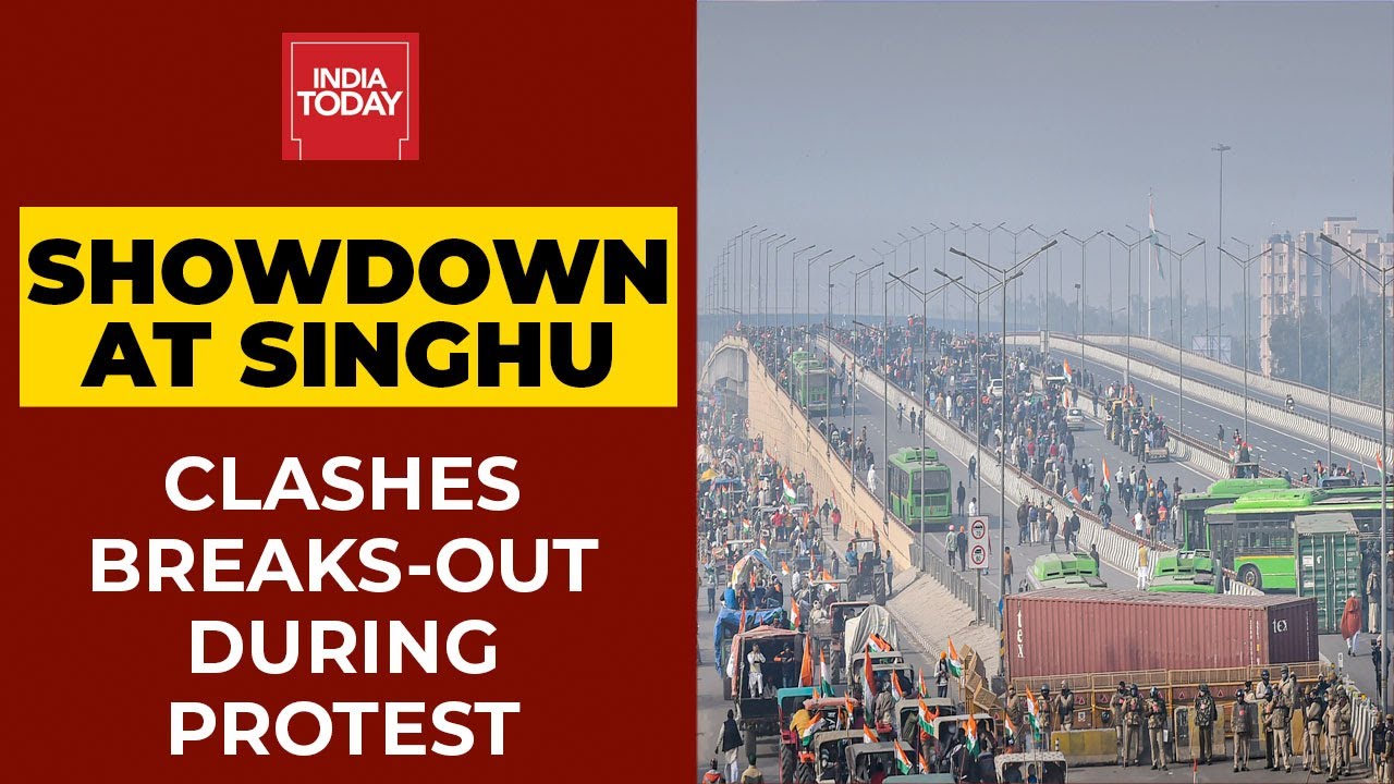 Counter Protest From Locals: Stones, Lathis, Tear Gas & Mayhem At Singhu Border | India Today