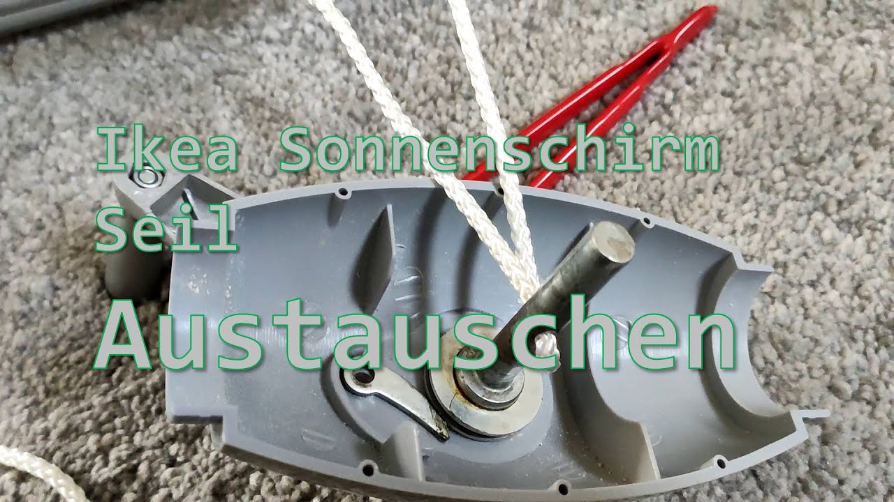 Ikea Sonnenschirm Seil gerissen. Seilkurbel reparieren.