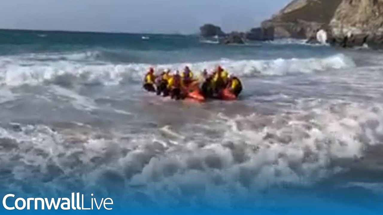 Three rescued after becoming trapped by high tide in multi-agency incident in Cornwall