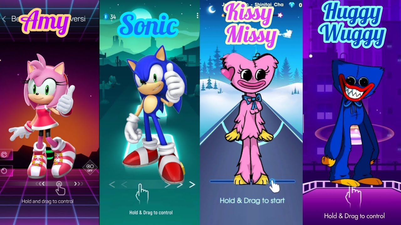 Amy - Sonic - Kissy Missy - Huggy Wuggy | Smash Color - Tiles Hop - Beat Roller - Beat Jumper