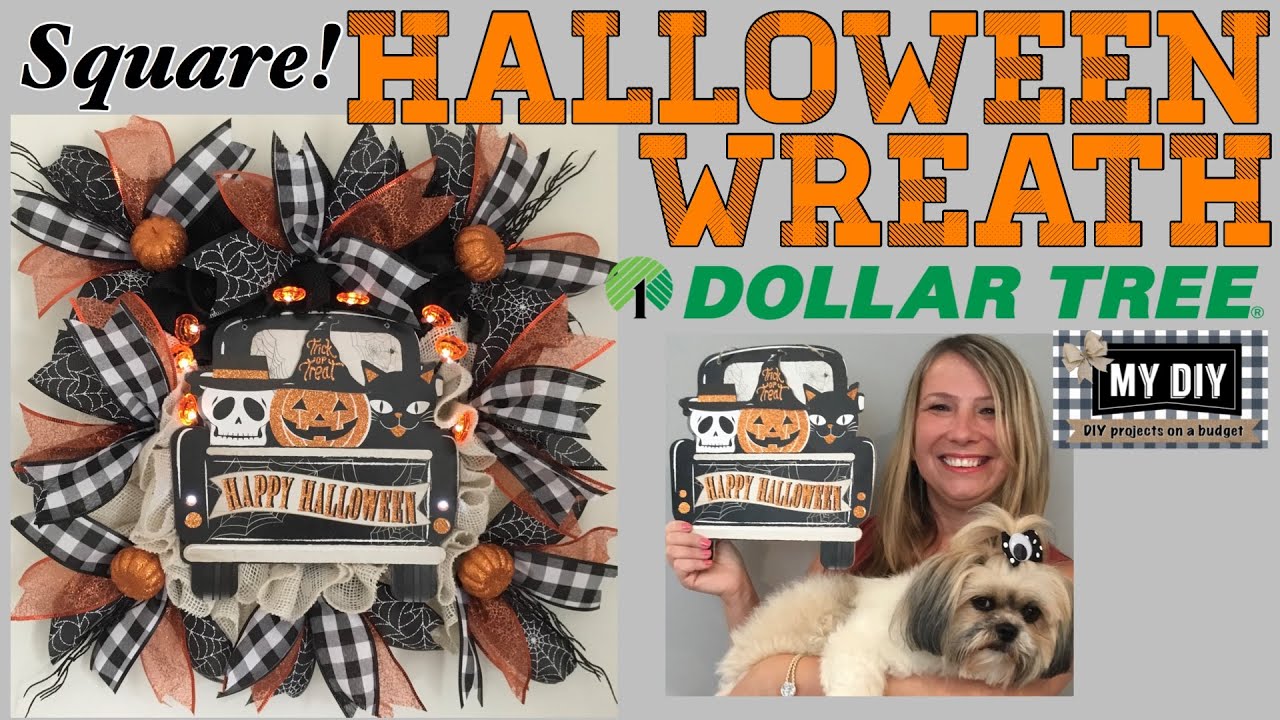 Dollar Tree Little Truck Fall Wreath DIY |  Halloween Wreath | Square Burlap Wreath!