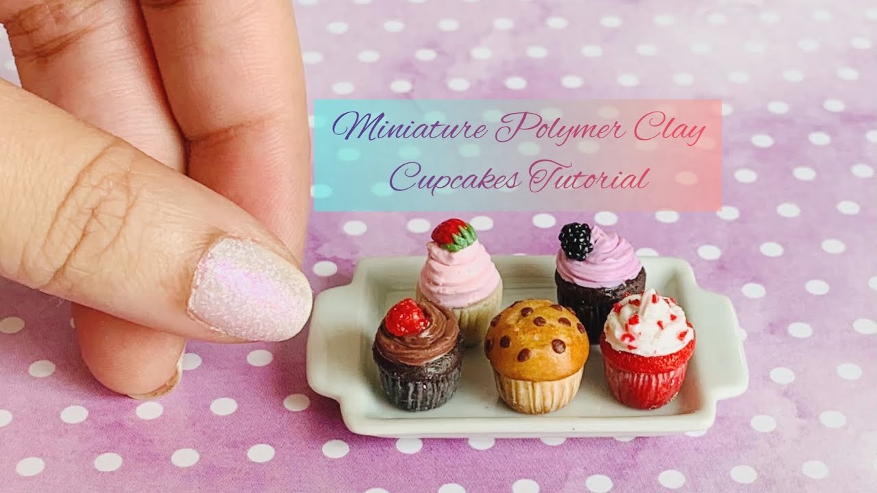 Easy Miniature Polymer Clay Cupcakes Tutorial #clayfood #cupcake #handmadegifts #diy #miniature