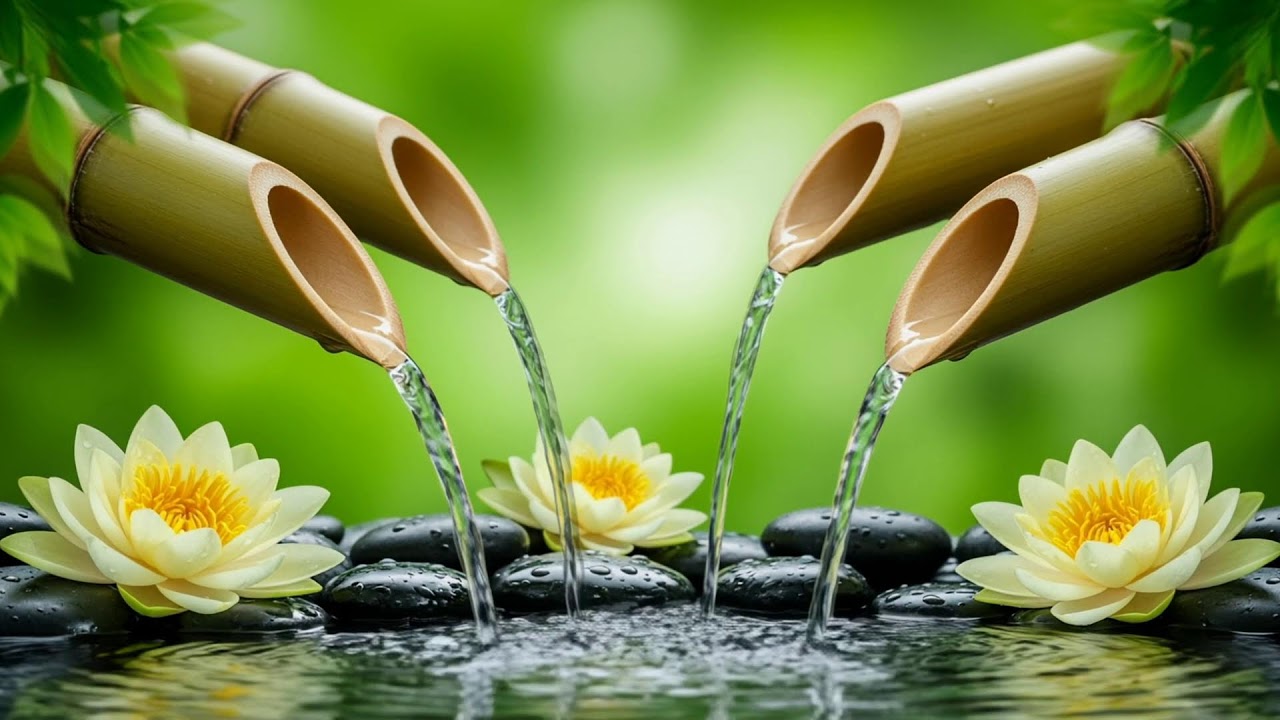 Peaceful Harmonies with Bamboo Waterfall – Relaxing Music for Healing, Deep Sleep and Meditation