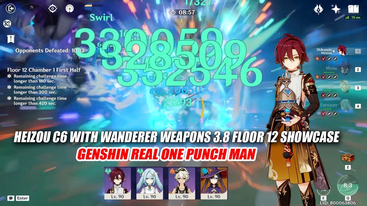 Heizou C6 with Wanderer Weapons 3.8 Floor 12 Showcase - Genshin Real One Punch Man