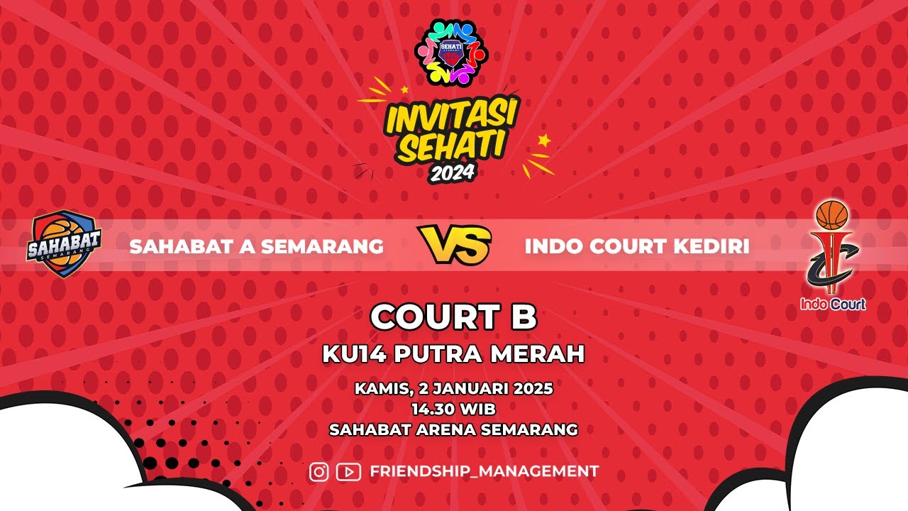 SAHABAT A SEMARANG VS INDO COURT KEDIRI | KU14 PUTRA MERAH | 5ON5 INVITASI SEHATI 2024 | COURT B