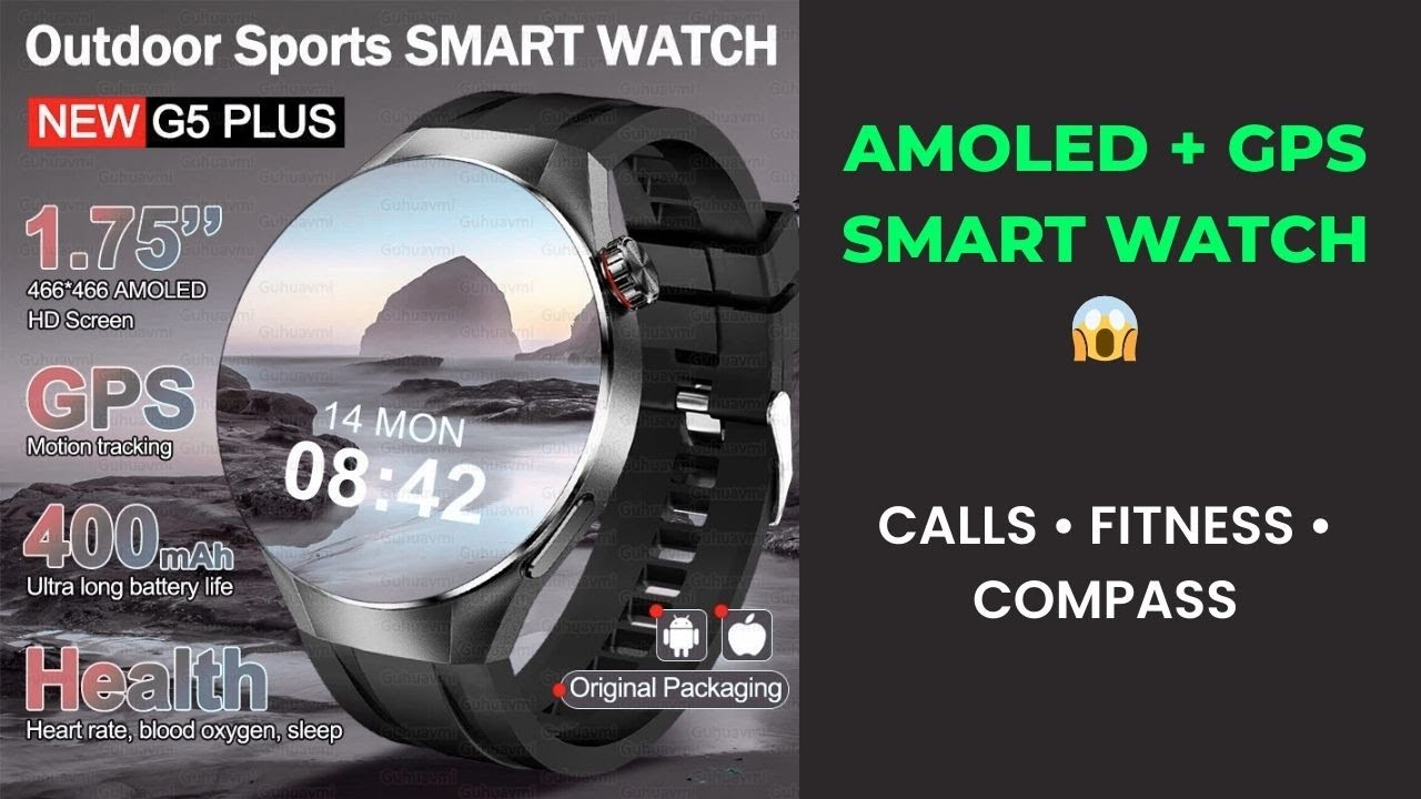 2025 New G5 PLUS Smart Watch 🔥 AMOLED Display | GPS, Compass, Bluetooth Calling | Android & iOS